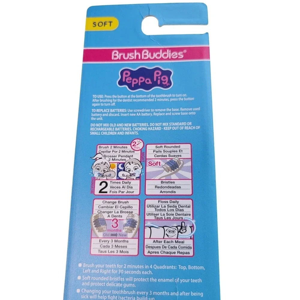 Brush Buddies Peppa Pig Sonic Powered Toothbrush Purple Pink Kids Soft Bristles